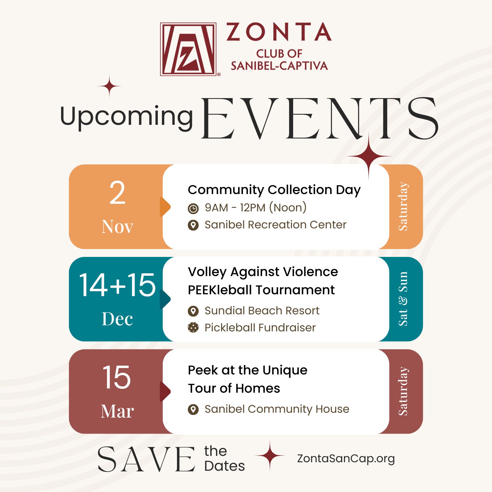 Save the Date for Upcoming Zonta Events