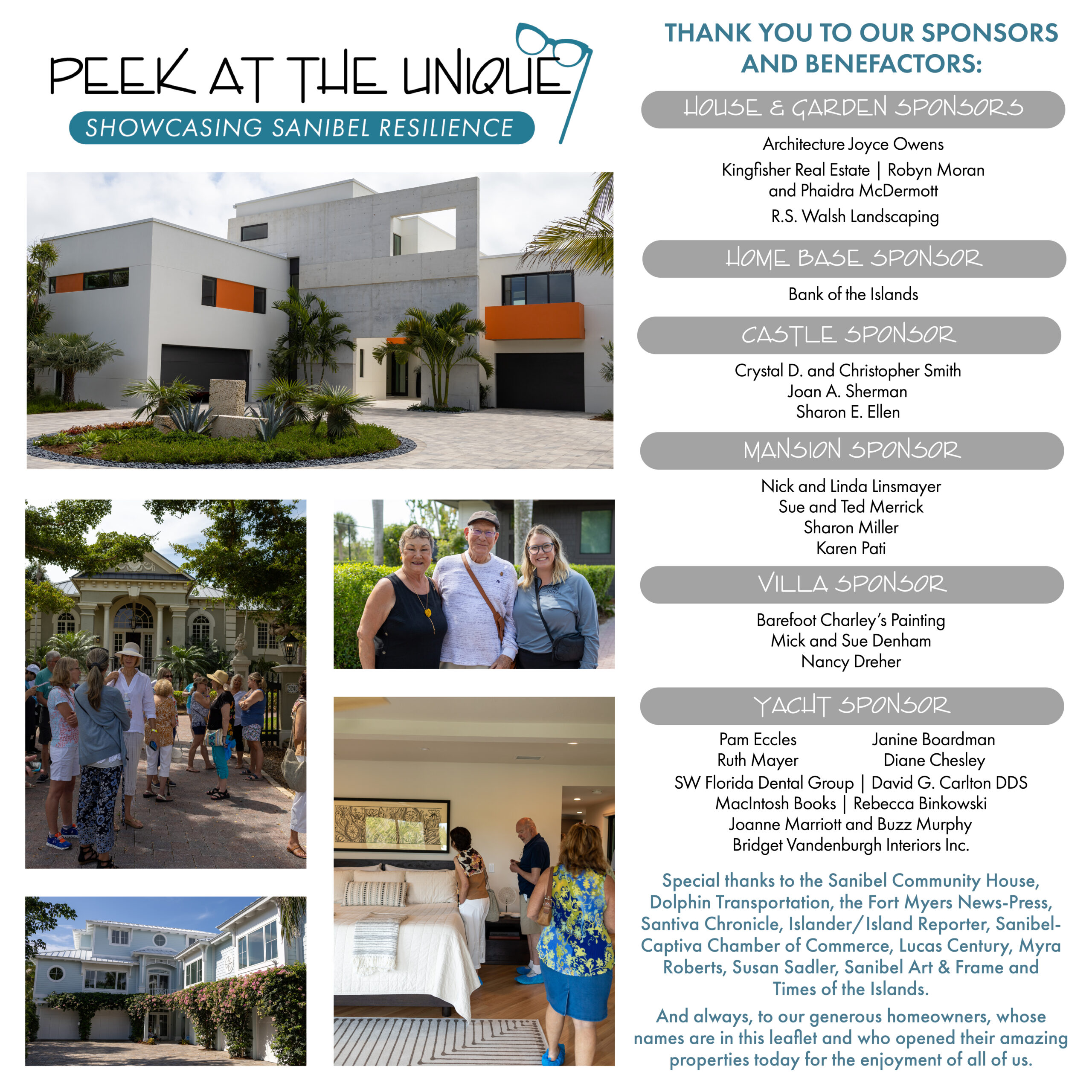 Thank You to Sponsors - Peek at the Unique